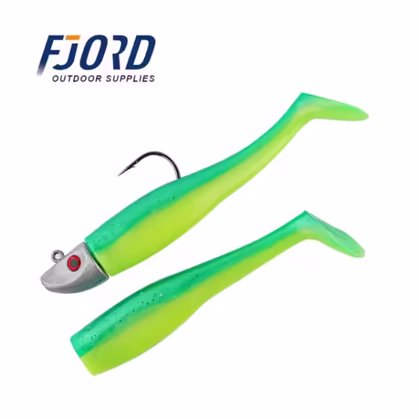 Señuelo de Pesca Fjord Soft Lure con Cabeza de Plomo y Ojos 3D 42g 127mm - Verde Fluor