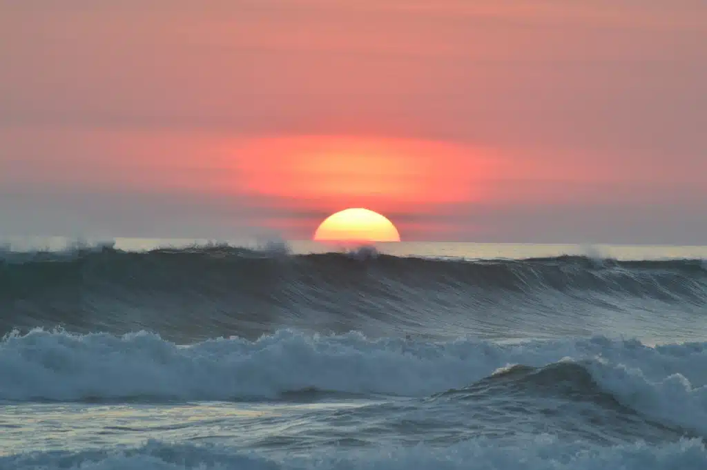 Tropical beach sunset landscape