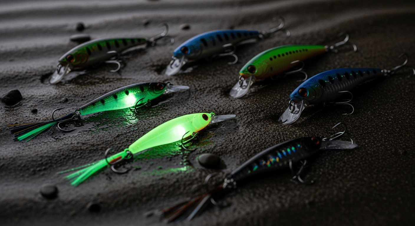 Señuelos glow y oscuros para spinning nocturno